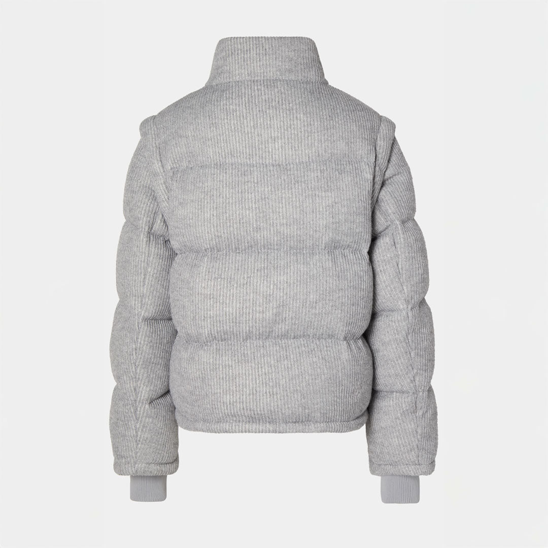 Knitted Puffer Jacket Vest Grey