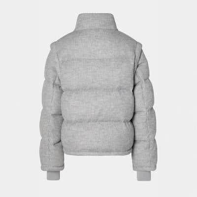 Knitted Puffer Jacket Vest Grey