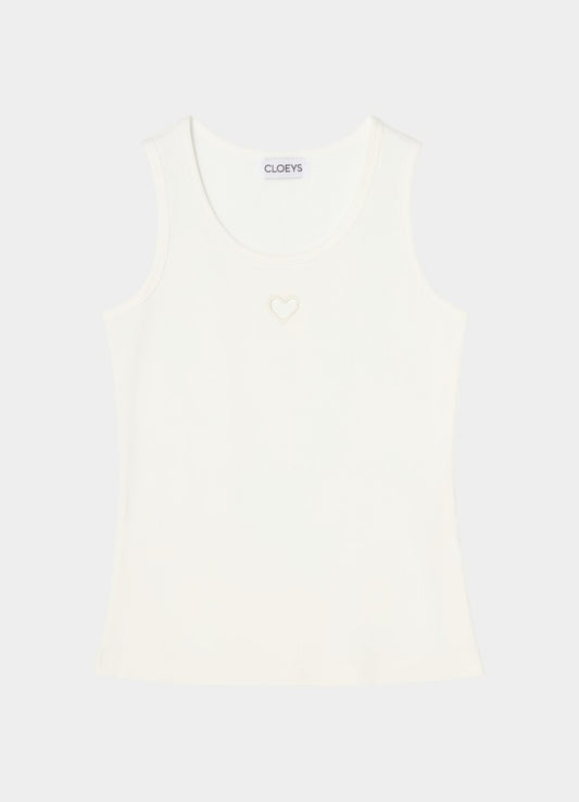 Heart Tank Top White