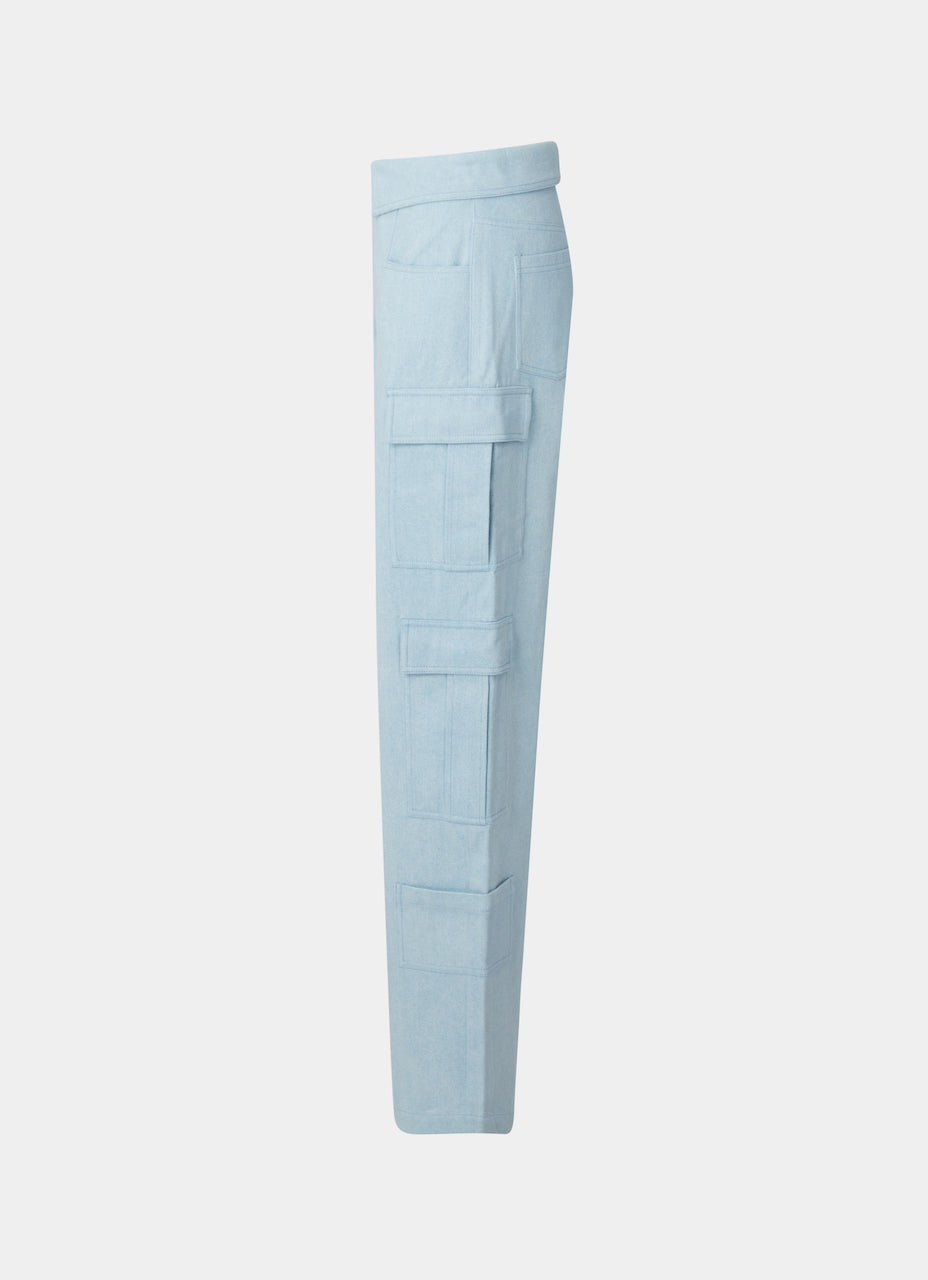Folded Waist Jeans Blue
