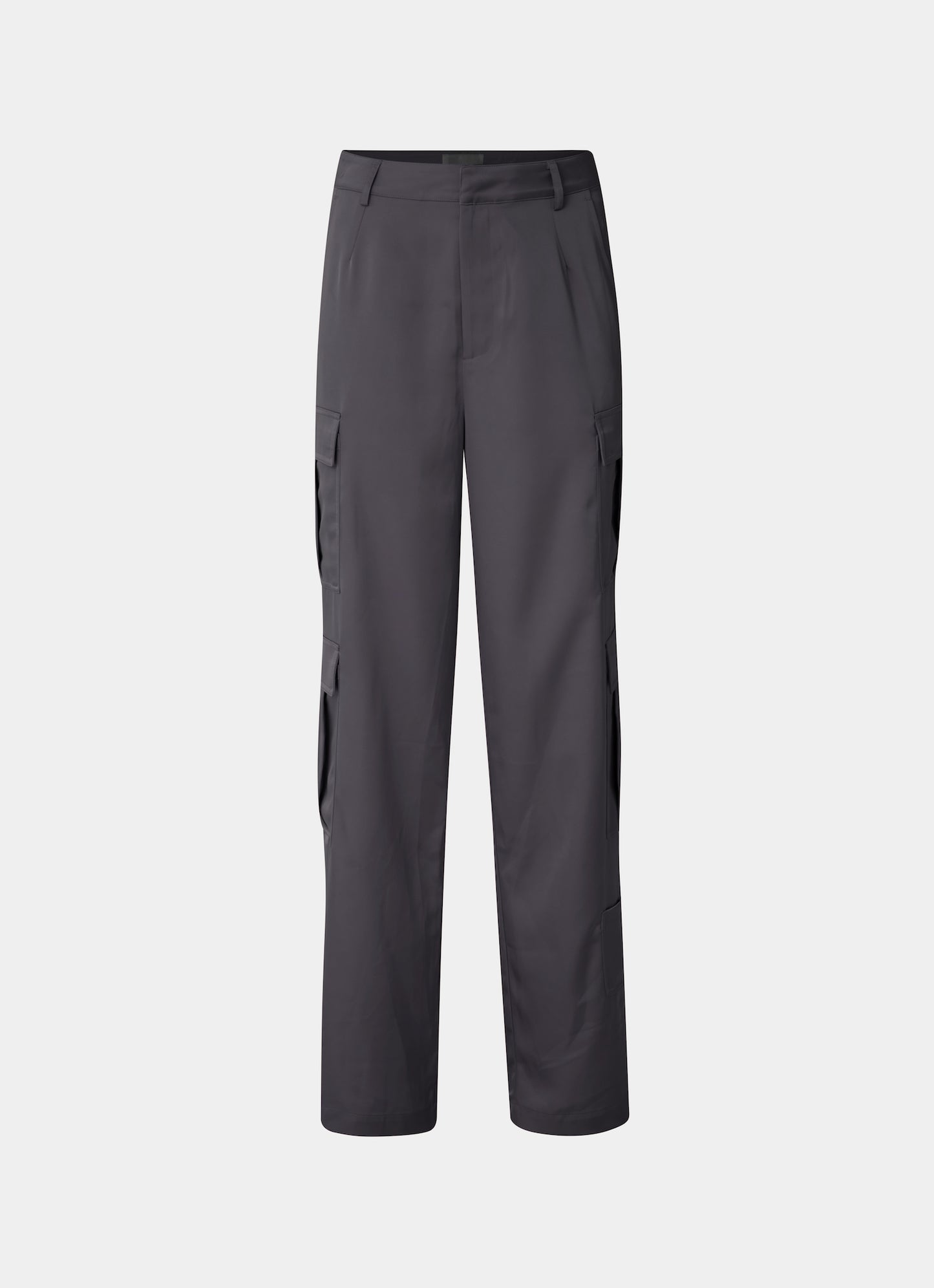 Satin Cargo Pants Grey