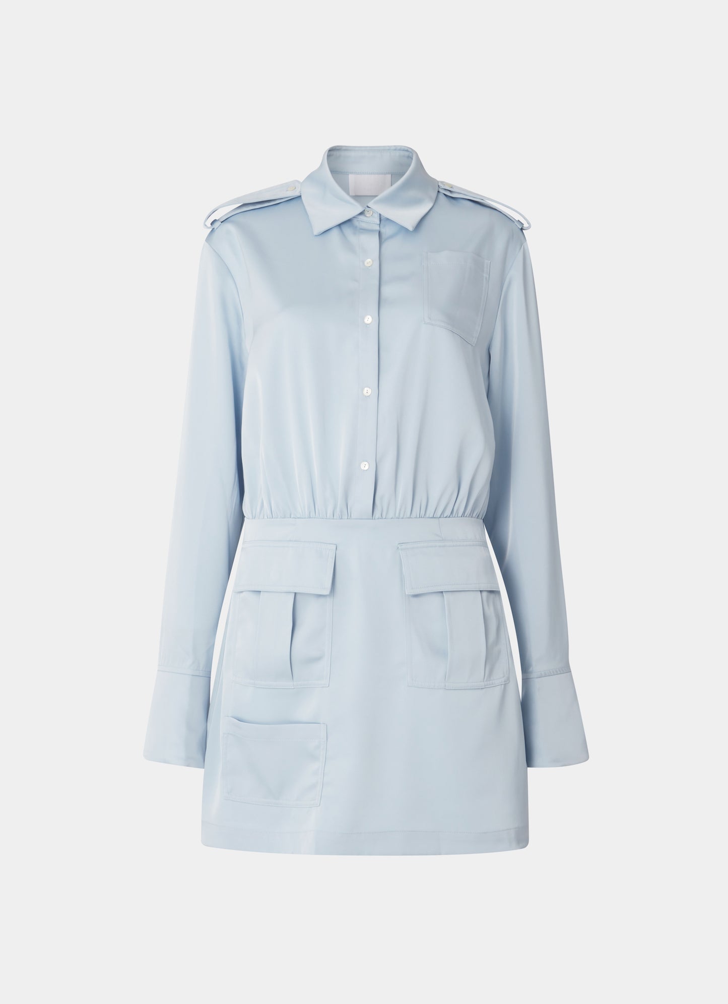 Satin Shirt Dress Blue