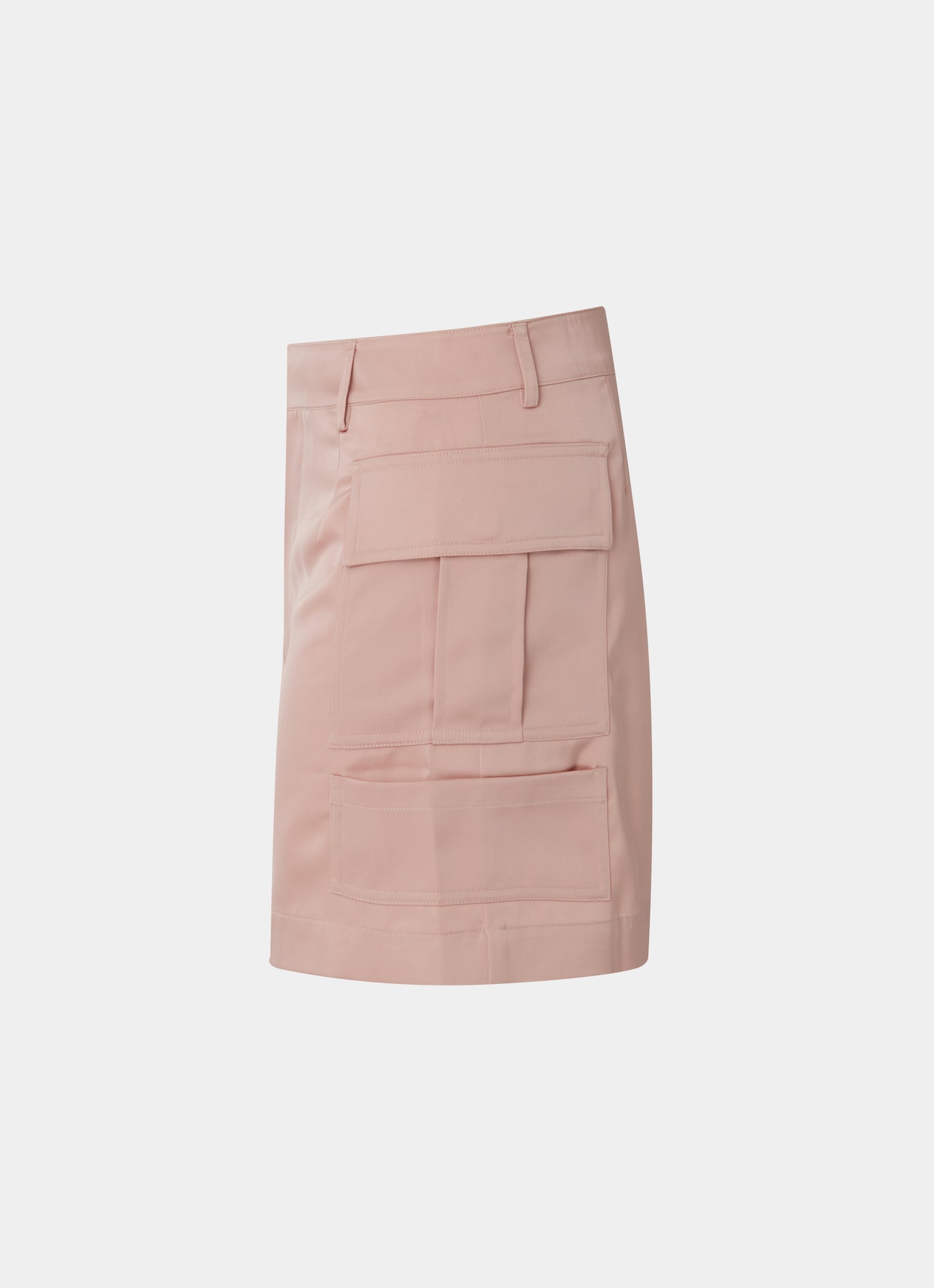 Satin Cargo Skirt Pink