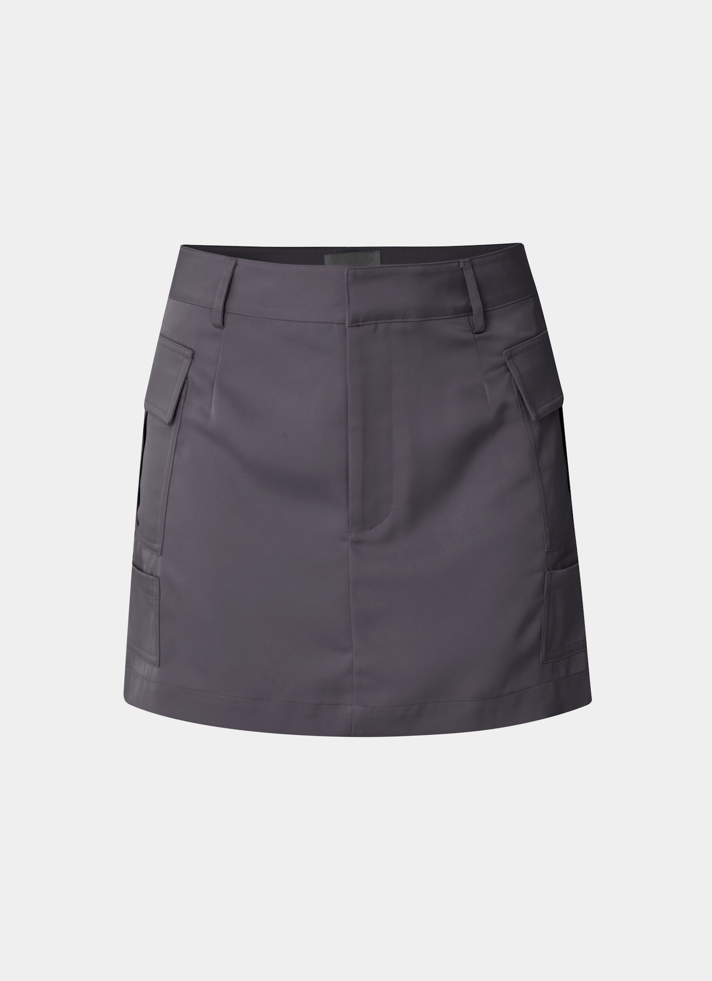 Satin Cargo Skirt Grey