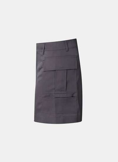 Satin Cargo Skirt Grey