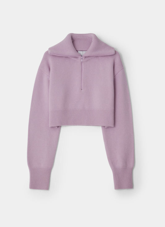 Cropped Zipper Sweater Lavender