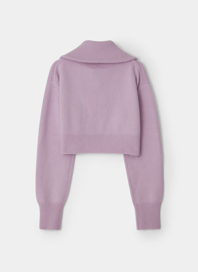 Cropped Zipper Sweater Lavender